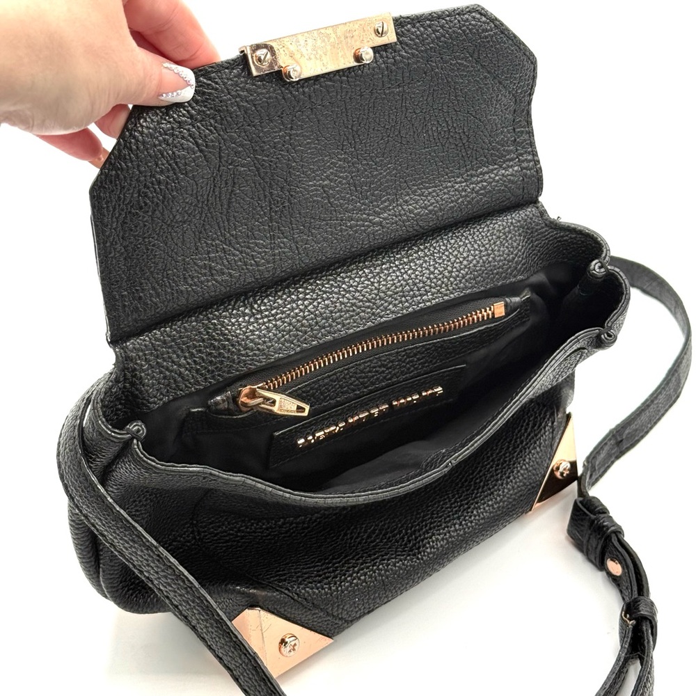 ALEXANDER WANG Marion Prisma Black Pebbled Leather & Rose Gold Crossbody Bag - Picture 3 of 16